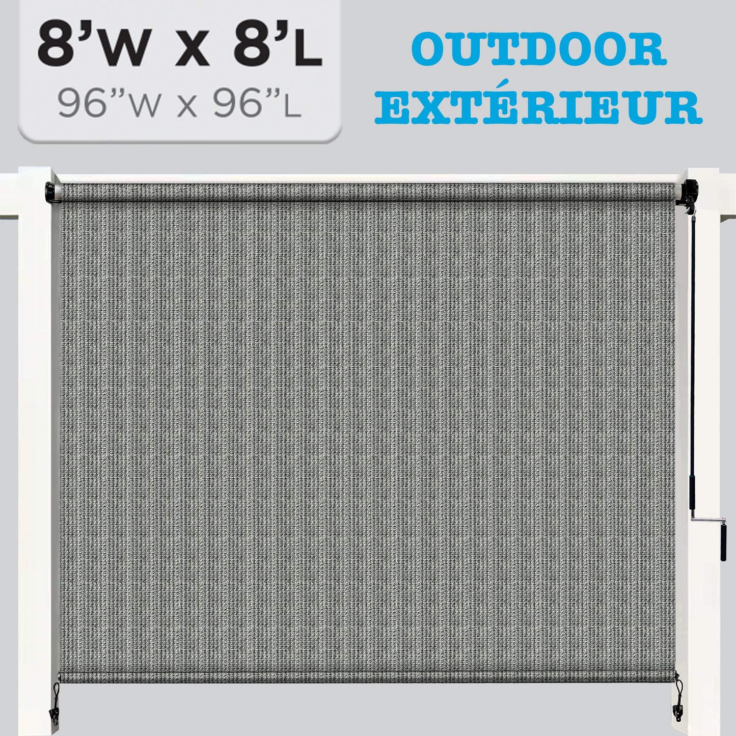Hauz | Wand Operated Outdoor Roller Shades 8' X 8' - Grey