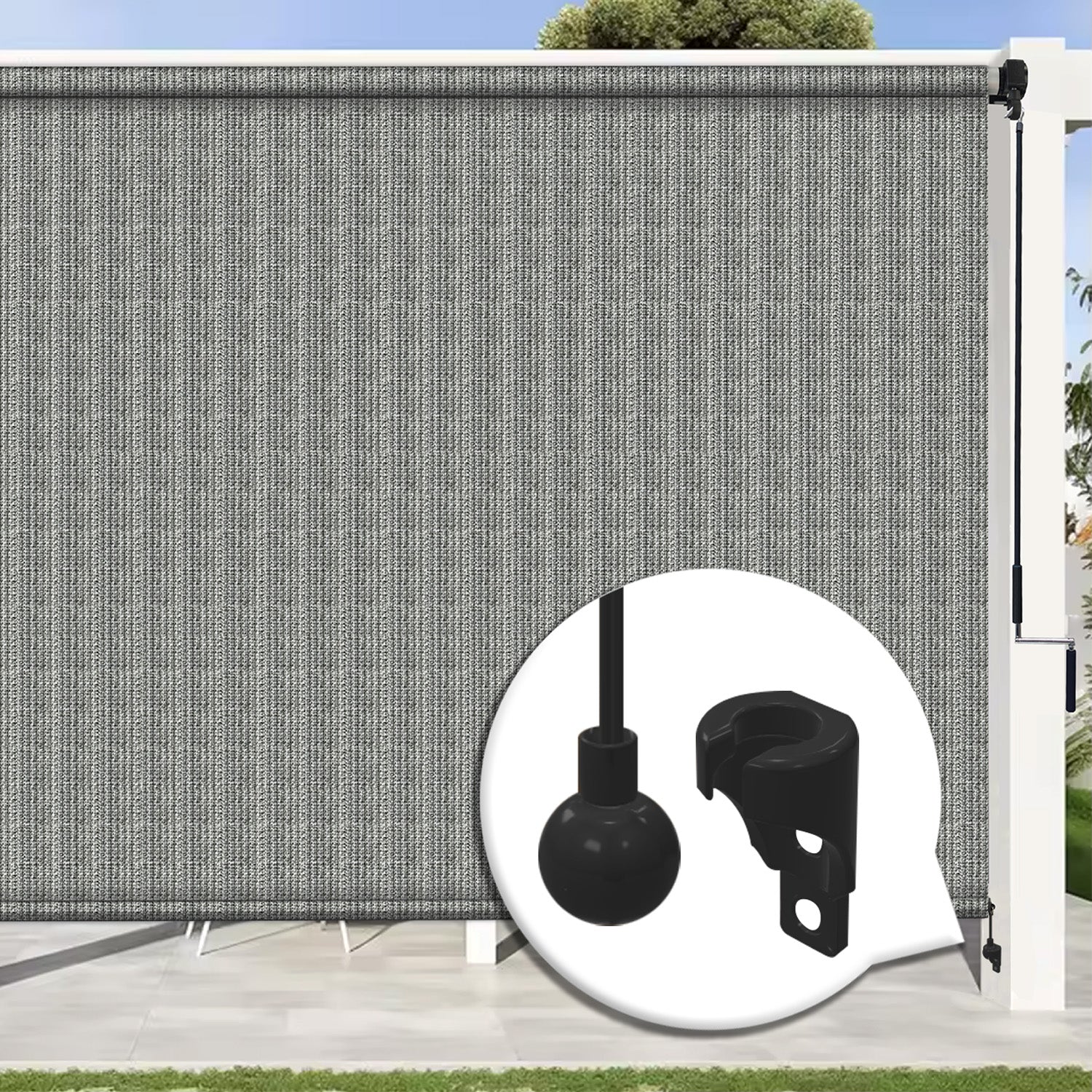 Hauz | Wand Operated Outdoor Roller Shades 10' X 8' - Grey