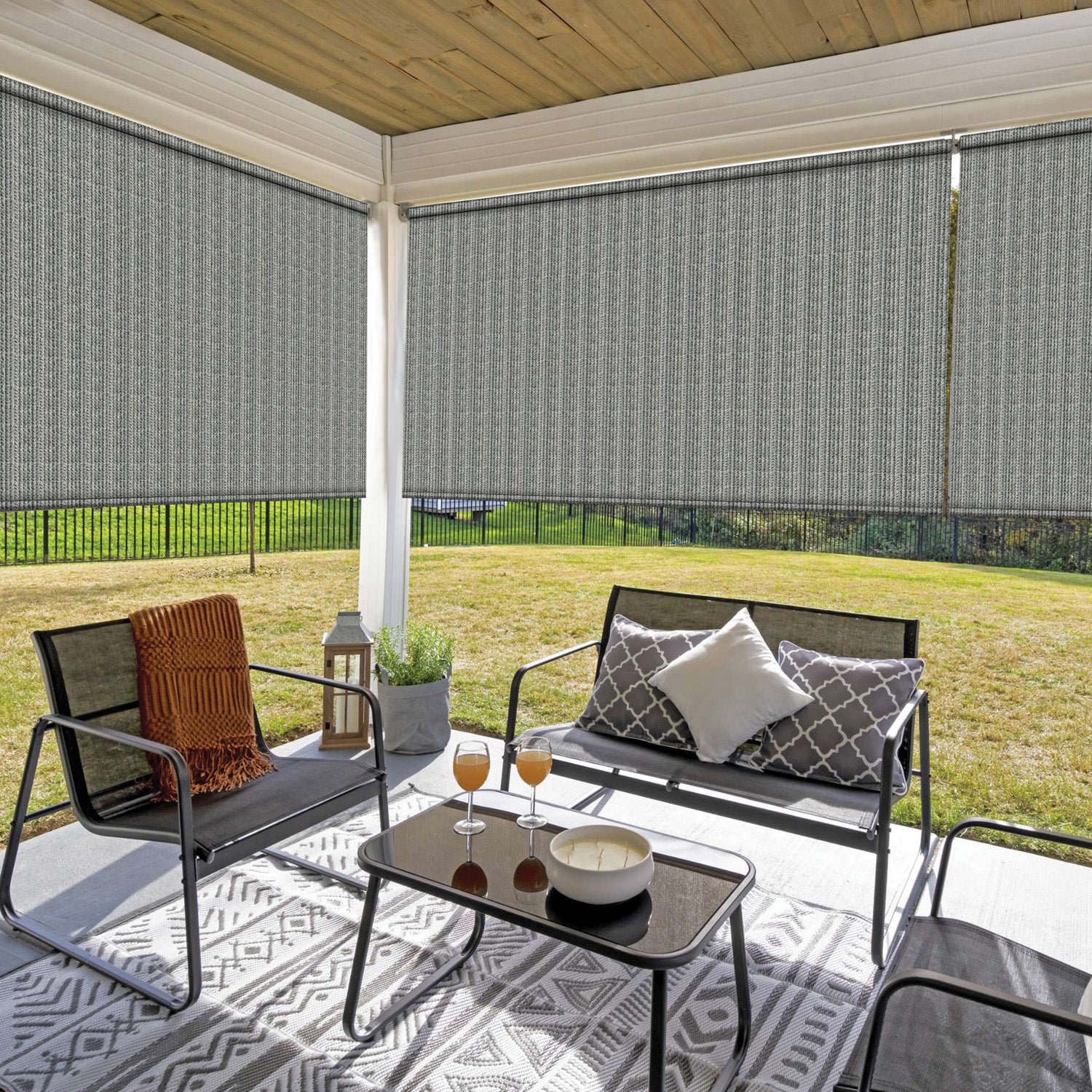 Hauz | Wand Operated Outdoor Roller Shades 10' X 8' - Grey