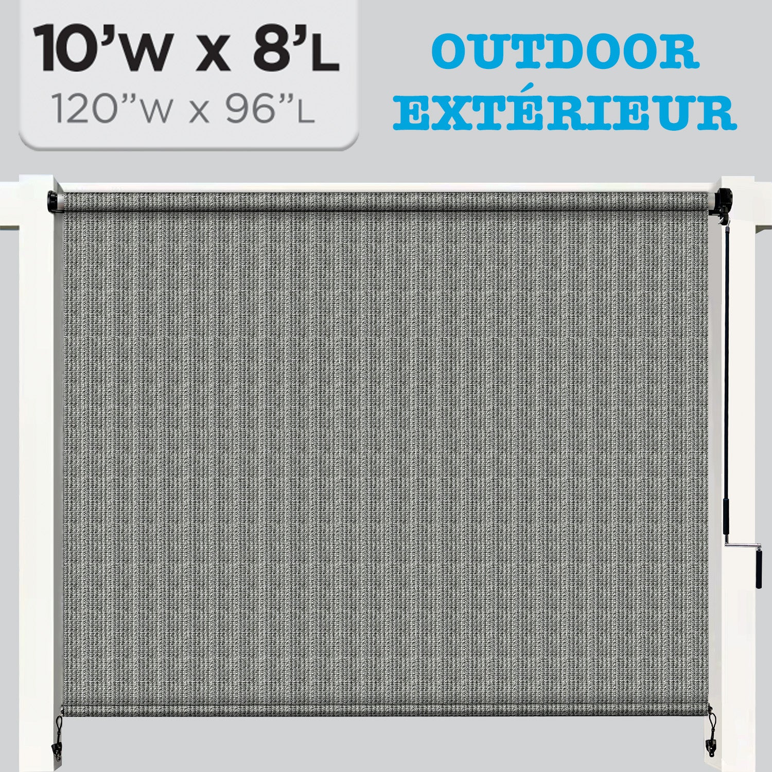 Hauz | Wand Operated Outdoor Roller Shades 10' X 8' - Grey