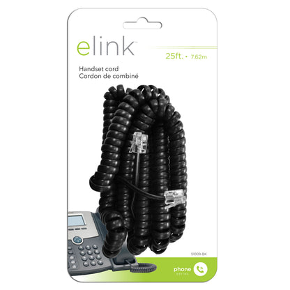 Elink | 25 ft. Handset cord; black