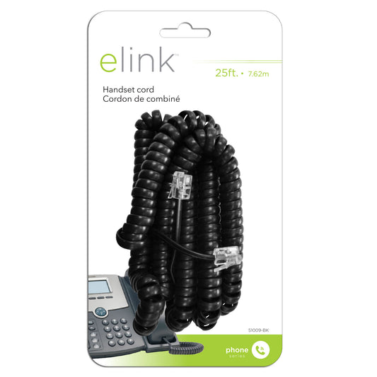 Elink | 25 ft. Handset cord; black