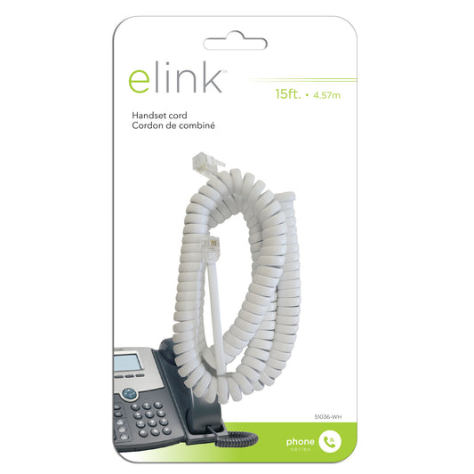 Elink | 15 ft. Phone handset cord; white