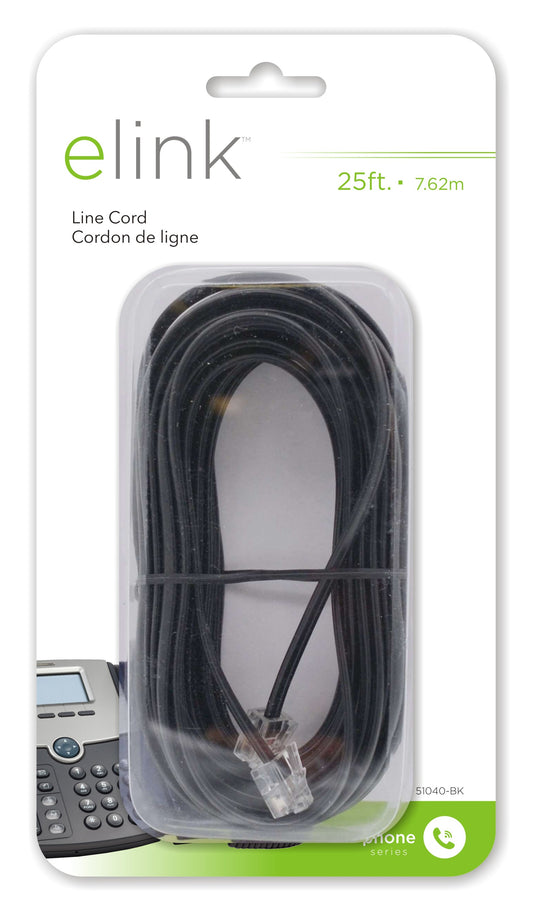 Elink | 25 ft. Phone line cord; black