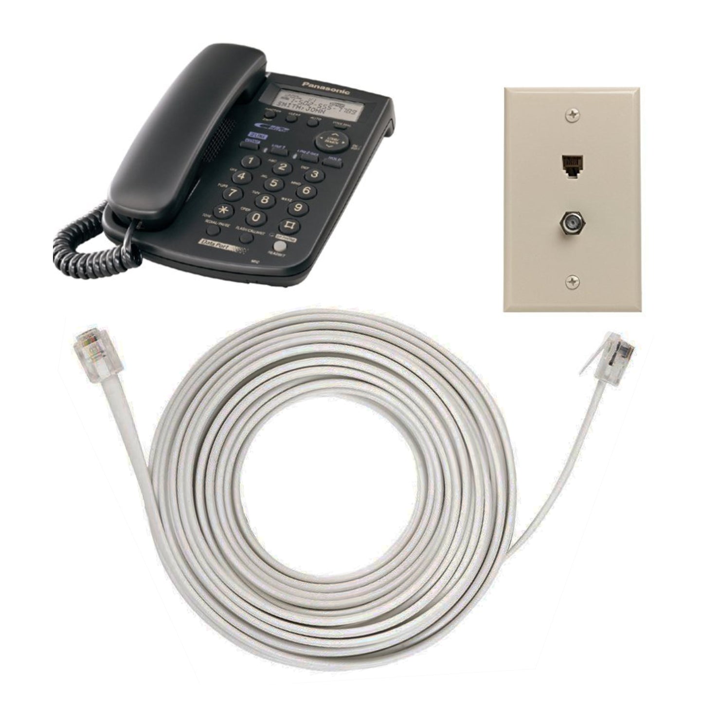 Elink | 25 ft. Phone line cord; white