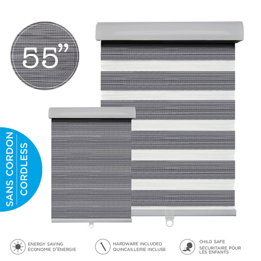 Hauz | Cordless Light Filtering Shade 55" x 84" Wood Grain Grey