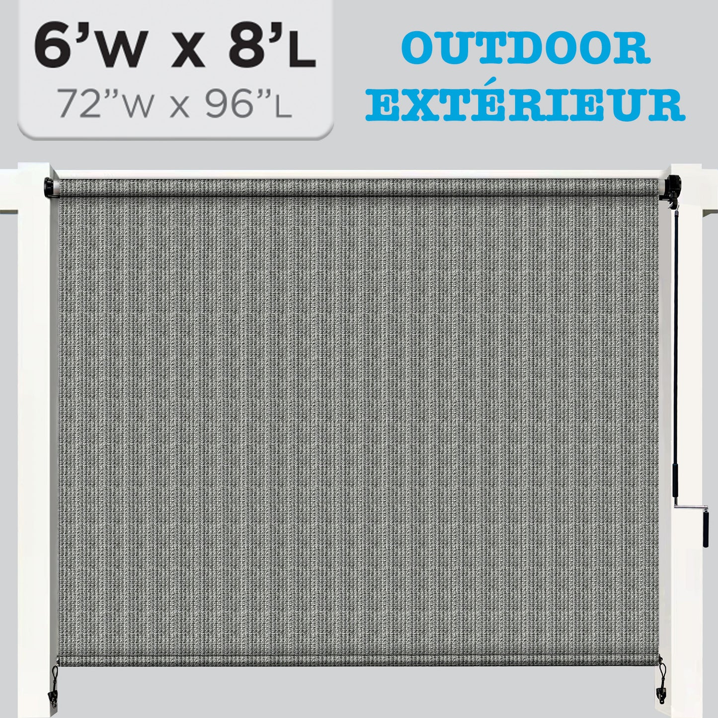 Hauz | Wand Operated Outdoor Roller Shades 6' X 8' - Grey
