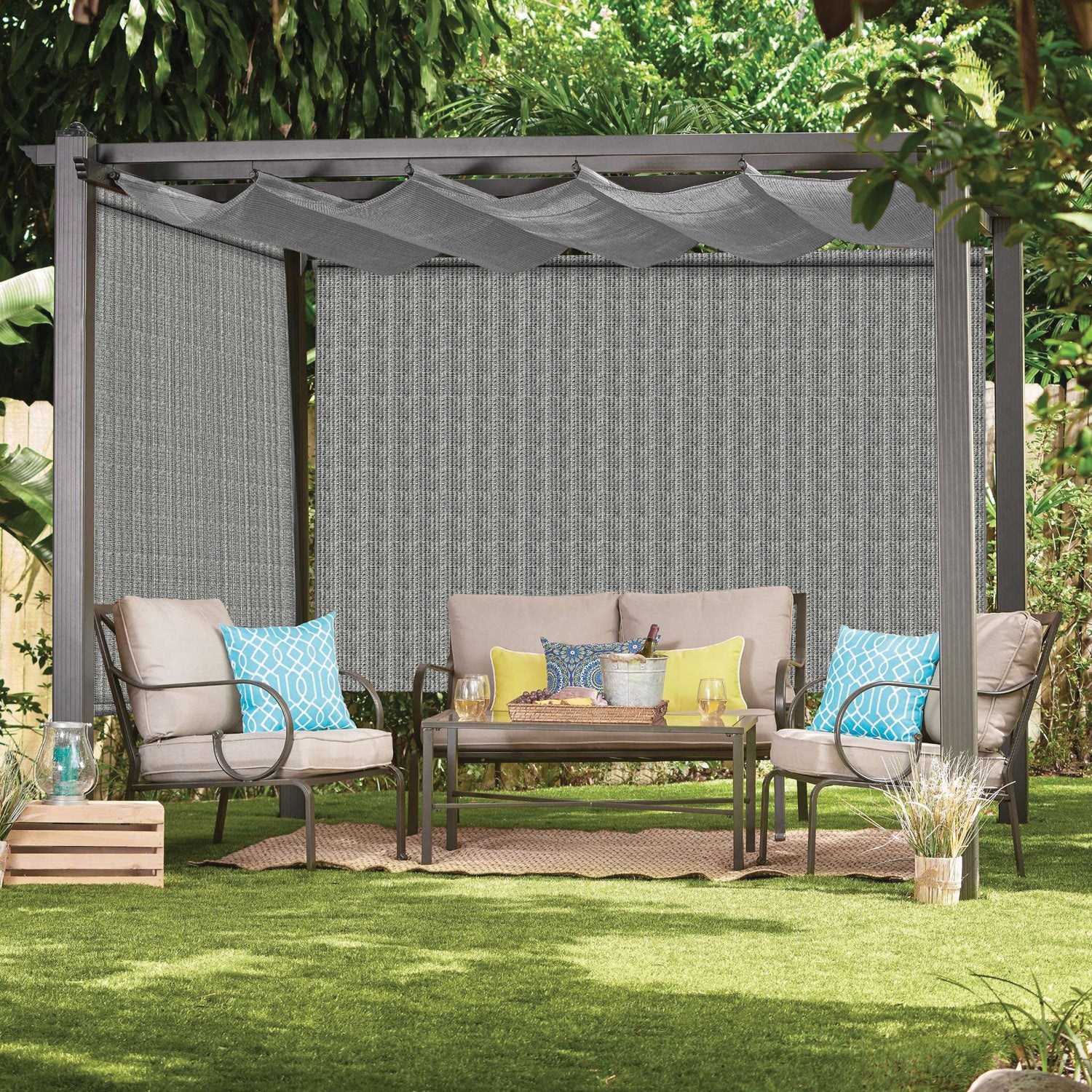 Hauz | Wand Operated Outdoor Roller Shades 8' X 8' - Grey