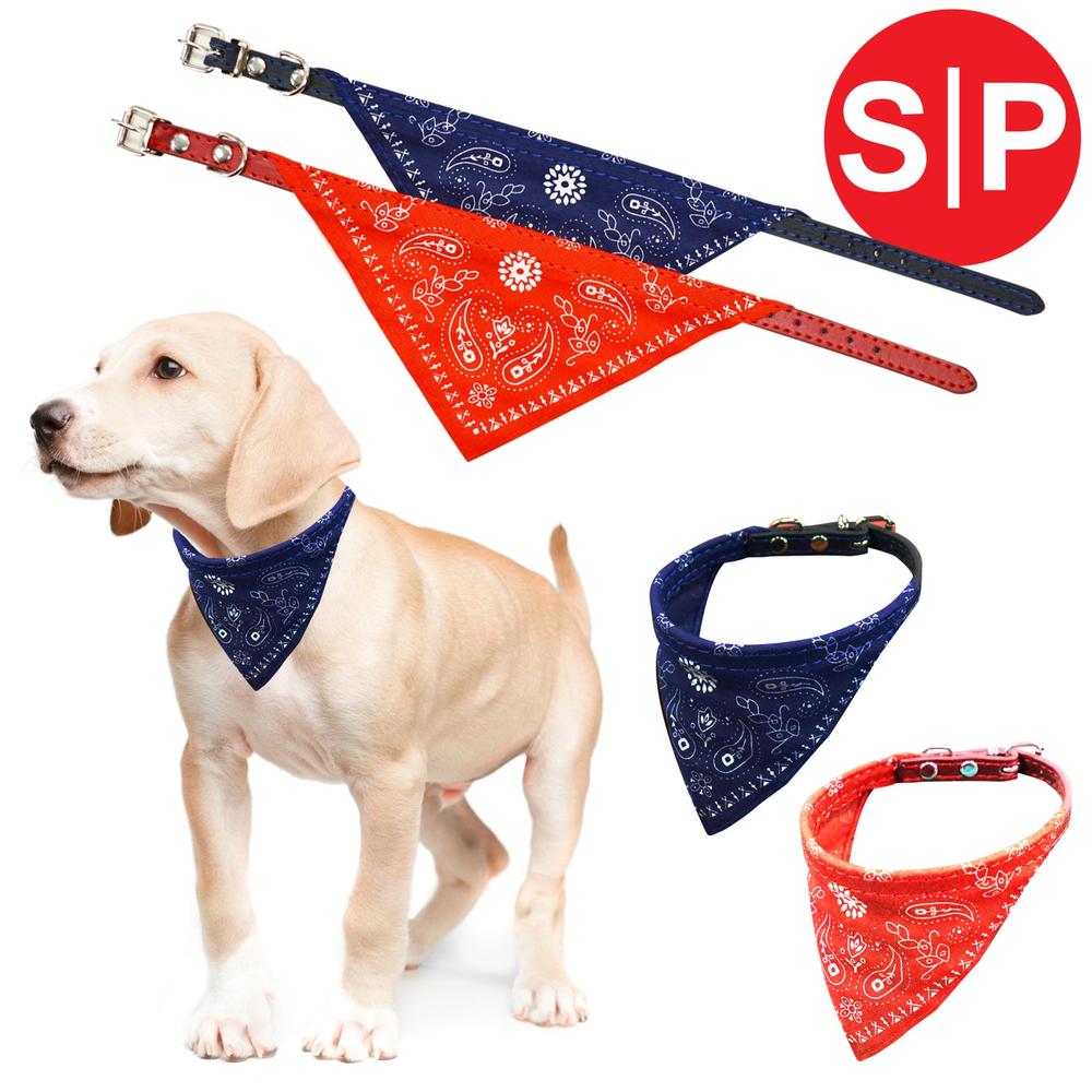 Animooos | Pet collar with bandana ; 0.40"x12" ; 2 assorted colors