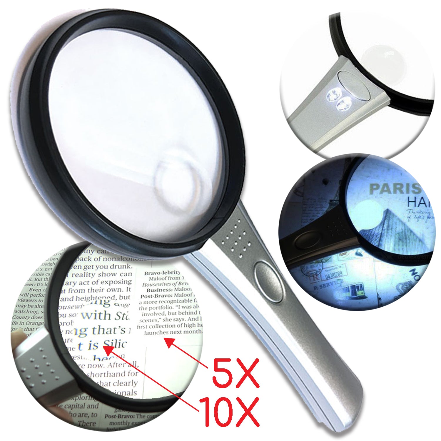 RCA | Magnifying Glass with LED Light – Magnifies 10x