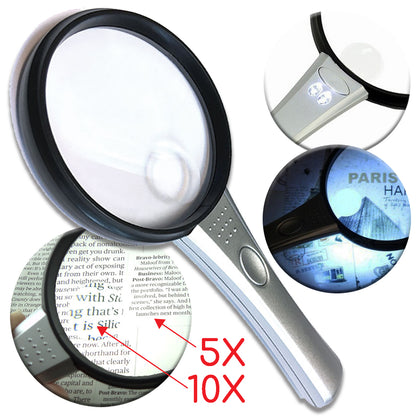 RCA | Magnifying Glass with LED Light – Magnifies 10x