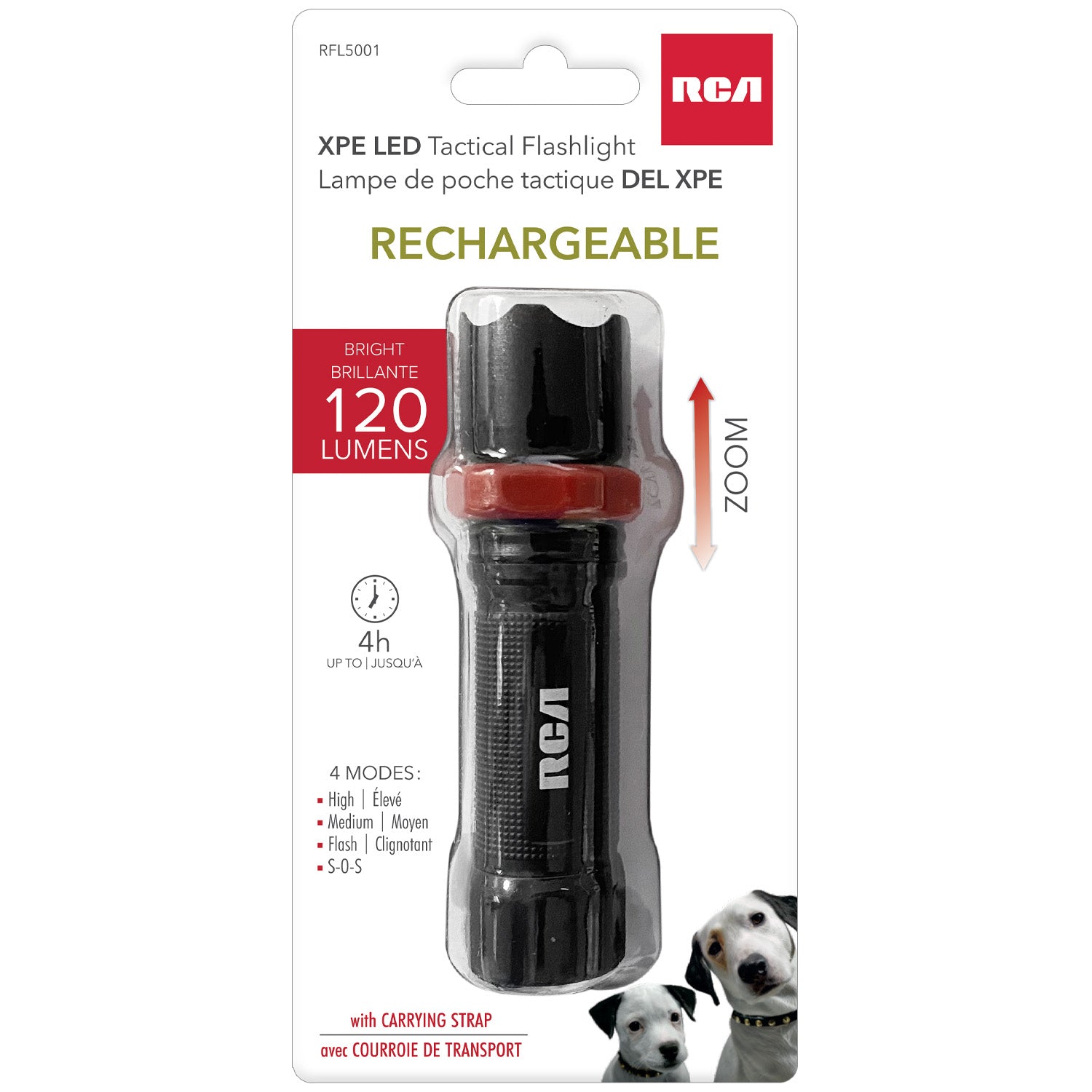 RCA | Super bright rechargeable USB zoom flashlight