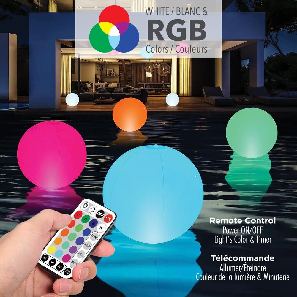 RCA | Solar Powered RGBW LED Floating Pool Light – 14”