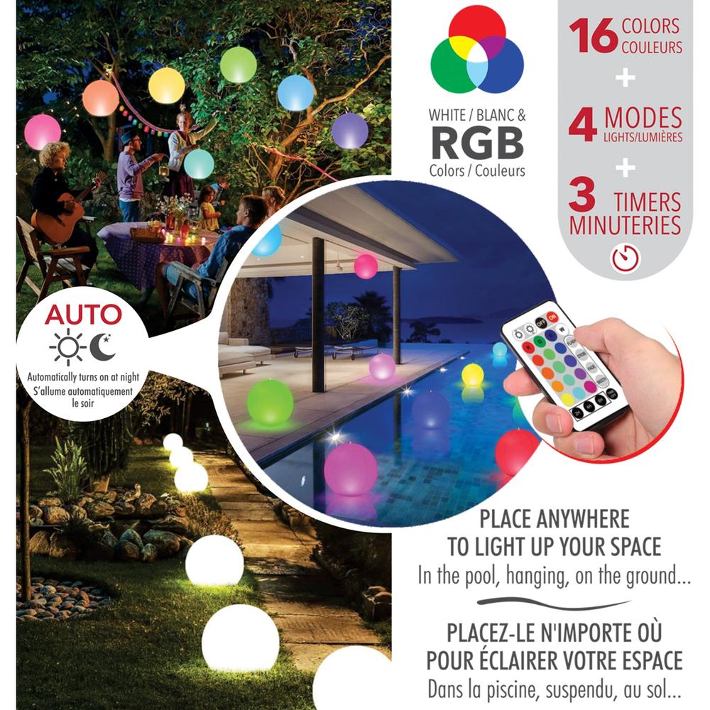 RCA | Solar Powered RGBW LED Floating Pool Light – 14”