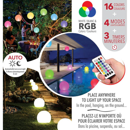 RCA | Solar Powered RGBW LED Floating Pool Light – 14”