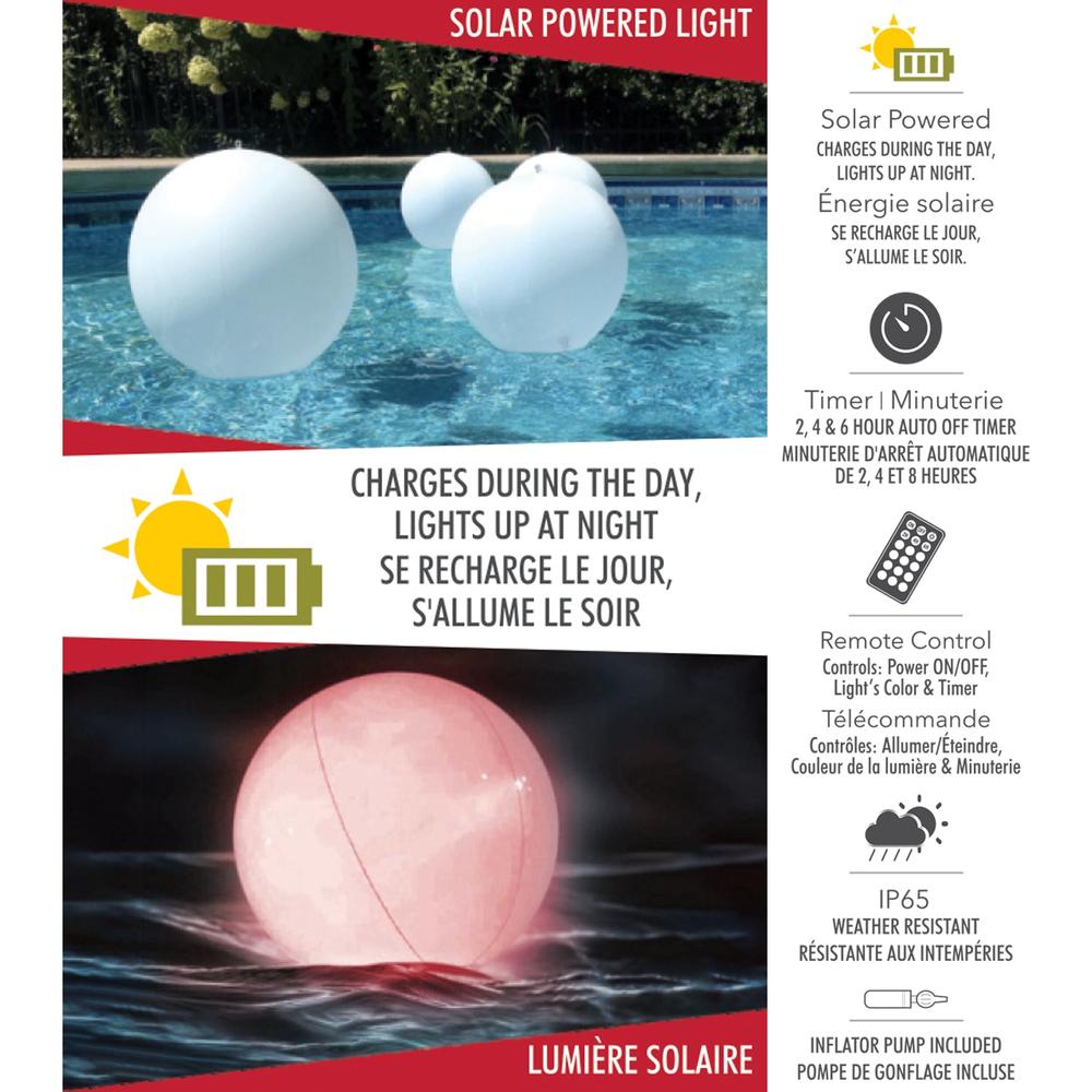 RCA | Solar Powered RGBW LED Floating Pool Light – 14”