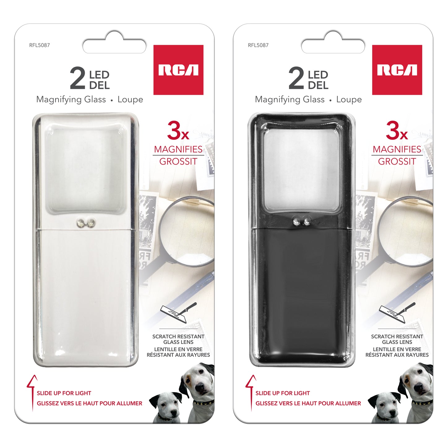 RCA 2 LED pocket magnifying glass, 5X