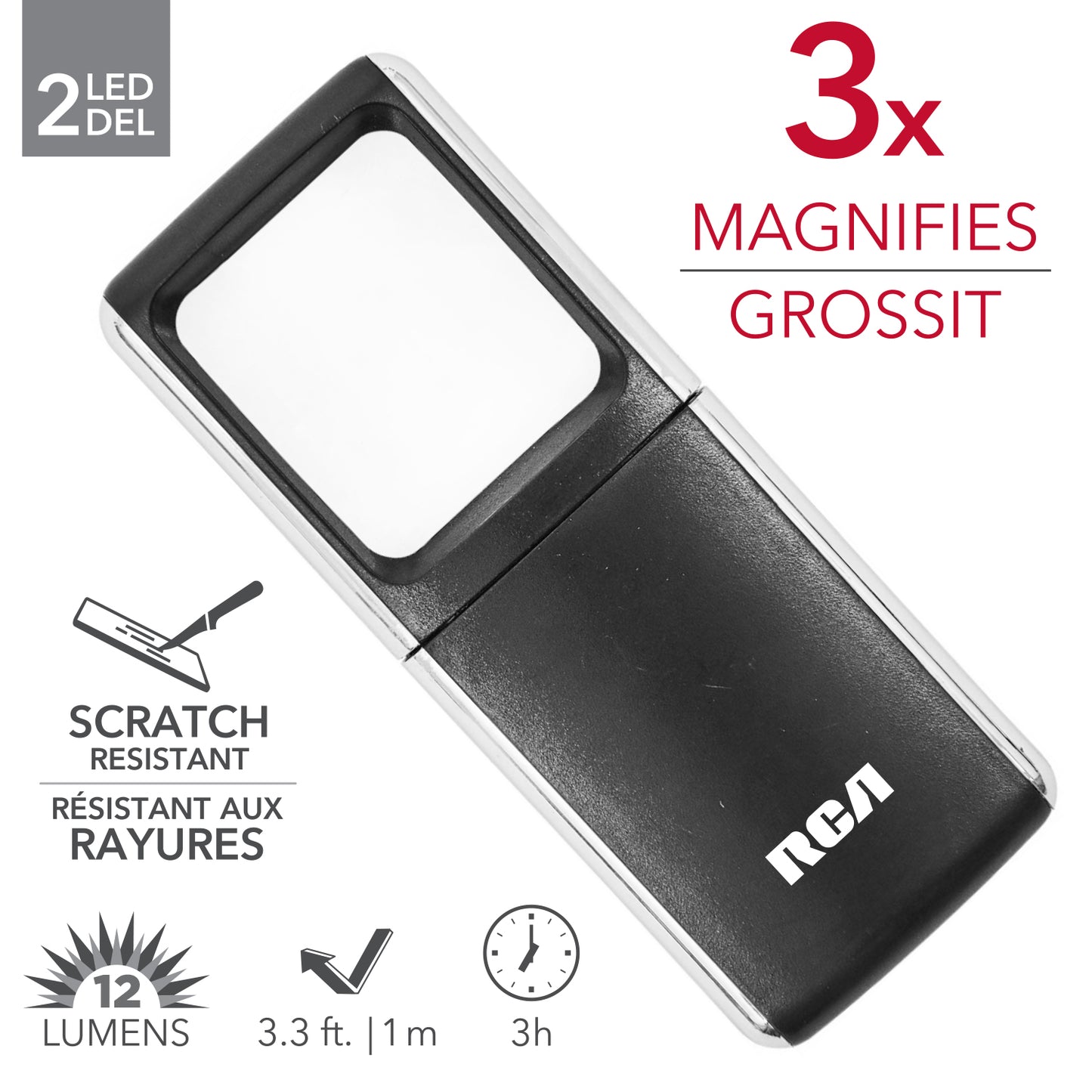 RCA 2 LED pocket magnifying glass, 5X