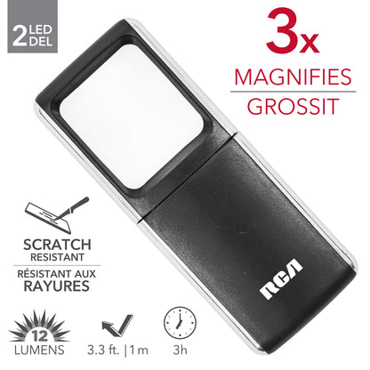 RCA 2 LED pocket magnifying glass, 5X