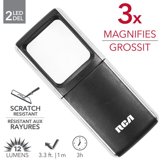 RCA 2 LED pocket magnifying glass, 5X