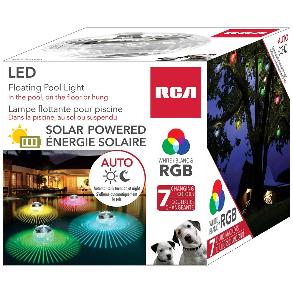 RCA | Solar Powered LED Floating Pool Light – 4”