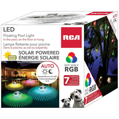 RCA | Solar Powered LED Floating Pool Light – 4”