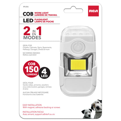 RCA | 2 in 1 Detachable LED Flashlight and COB work light