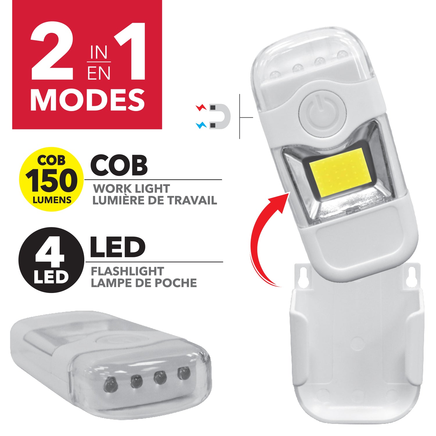 RCA | 2 in 1 Detachable LED Flashlight and COB work light