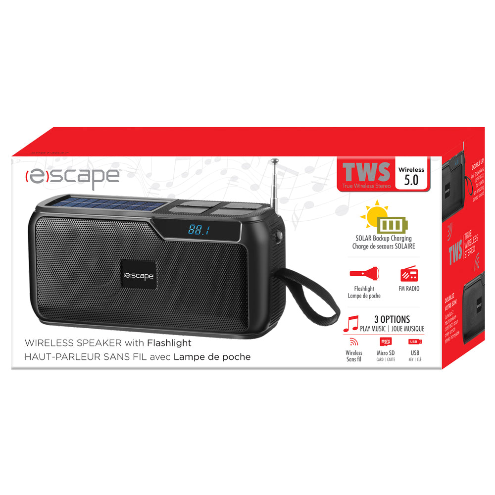 Escape | Solar Powered TWS wireless speaker with FM Radio, Microphone and light