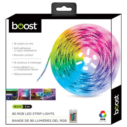 BOOST | 16.5ft (5m) 80 RGB LED Strip Light with remote control
