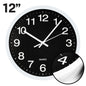 Hauz Decor | Round 12" Wall Clock - White Frame with Black Background and White Details